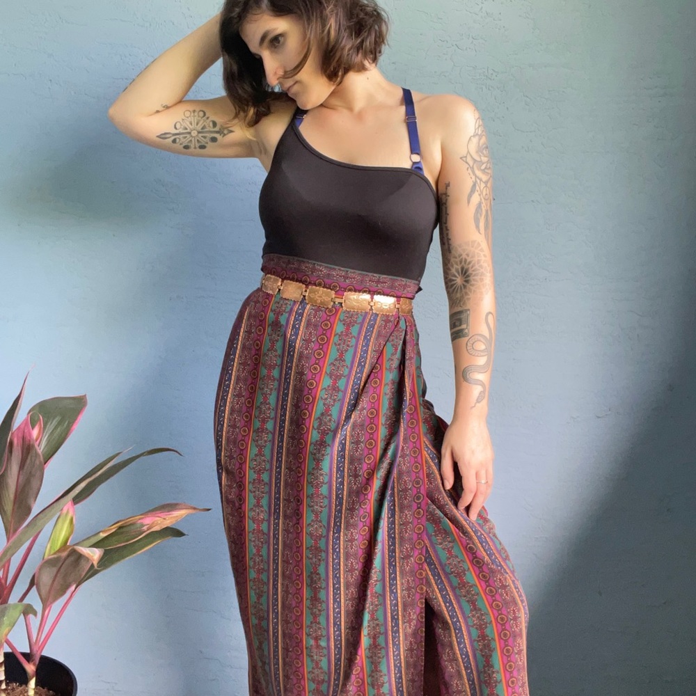 Gorgeous Vintage Boho Silk Pencil Skirt